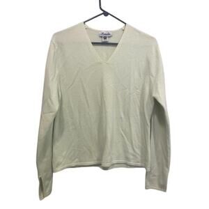 Maude 100% Cashmere Celery V-Neck Quiet Luxury Sweater Women's Sz XL